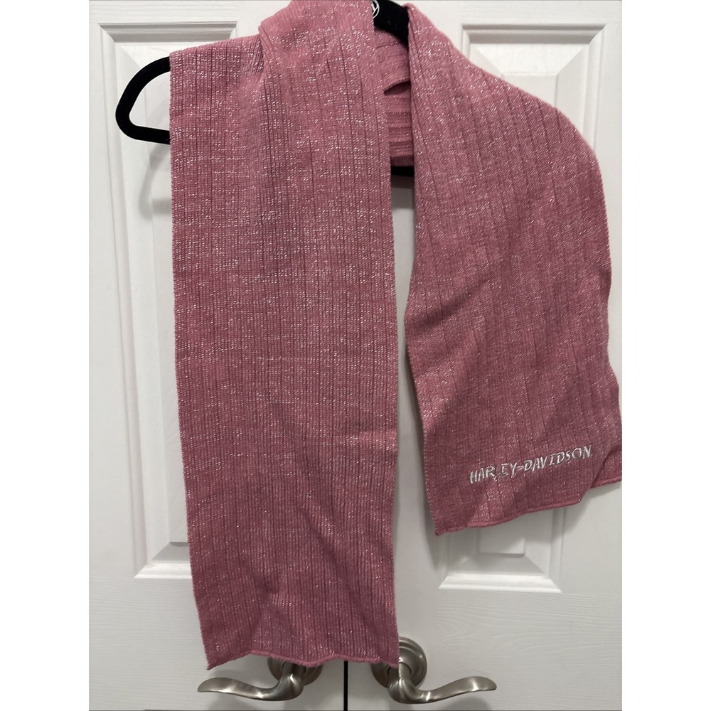Harley Davidson Motorcycles Women's Pink Sweater Winter Scarf Logo One Size EUC
